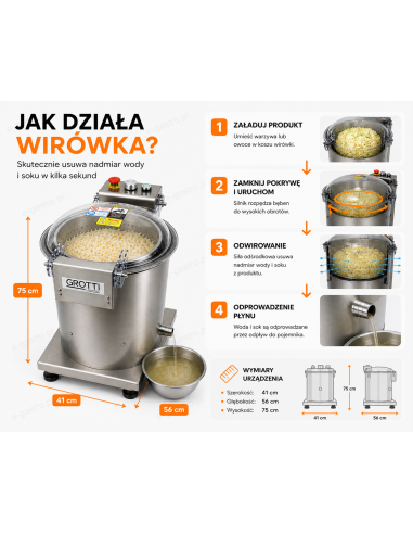 Wirówka do warzyw, sałaty, kapusty kiszonej, odciskarka 20 l do odsączania
