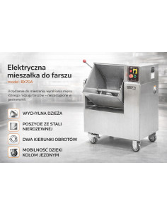 Mieszałka elektryczna 70L 400V przemysłowa do farszu mięsa kiełbas 2