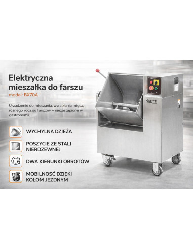 Mieszałka elektryczna 70L 400V przemysłowa do farszu mięsa kiełbas