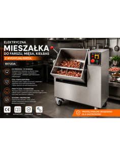 Mieszałka elektryczna 120L 400V przemysłowa wychylna do farszu i mięsa na kiełbasy 2