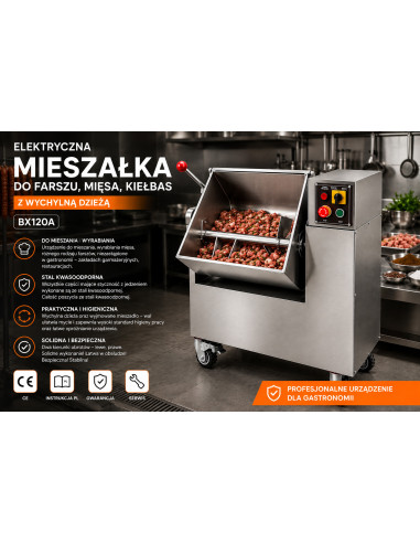 Mieszałka elektryczna 120L 400V przemysłowa wychylna do farszu i mięsa na kiełbasy