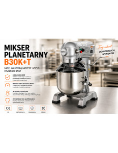 Mikser planetarny z timerem 30L 400V mieszałka do ciasta, kremów, ubijania jaj 2