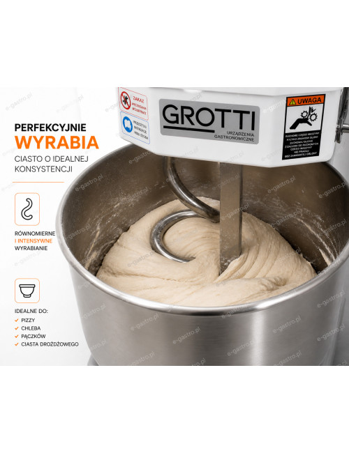 Mikser spiralny 20L 400V przemysłowy mieszalnik do wyrabiania ciasta chlebowego, na pizzę, pierogi