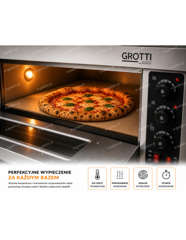 Elektryczny piec do pizzy dwukomorowy 6,4kW 400V szamot 2x pizza 40cm