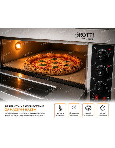 Elektryczny piec do pizzy dwukomorowy 6,4kW 400V szamot 2x pizza 40cm