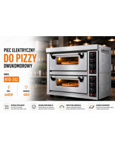 Elektryczny piec do pizzy dwukomorowy 6,4kW 400V szamot 2x pizza 40cm 2