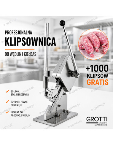 Klipsownica ręczna do zaciskania kiełbasy mięsa zszywacz 1000 szt. klipsów