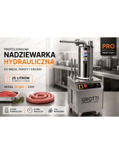Nadziewarka hydrauliczna 25L 400V przemysłowa, nierdzewna do kiełbas, parówek, kabanosów 2