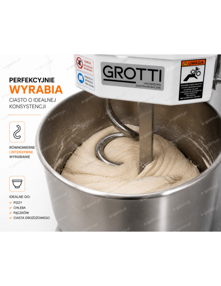 Mikser spiralny 20L 230V przemysłowy mieszalnik do wyrabiania ciasta chlebowego, na pizzę, pierogi