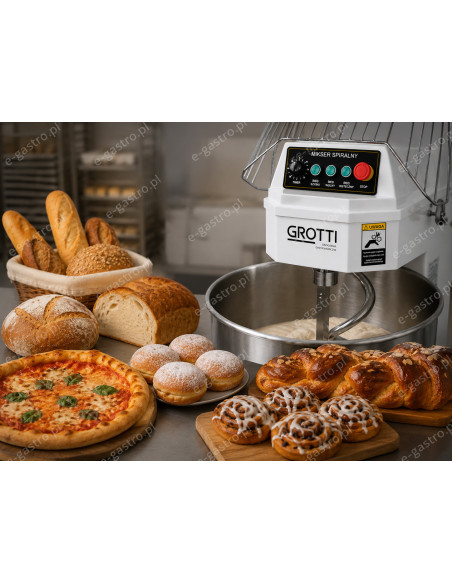 Mikser spiralny 50L 400V do ciasta ciężkiego na pizzę, chleb, pierogi, przemysłowy ciężki